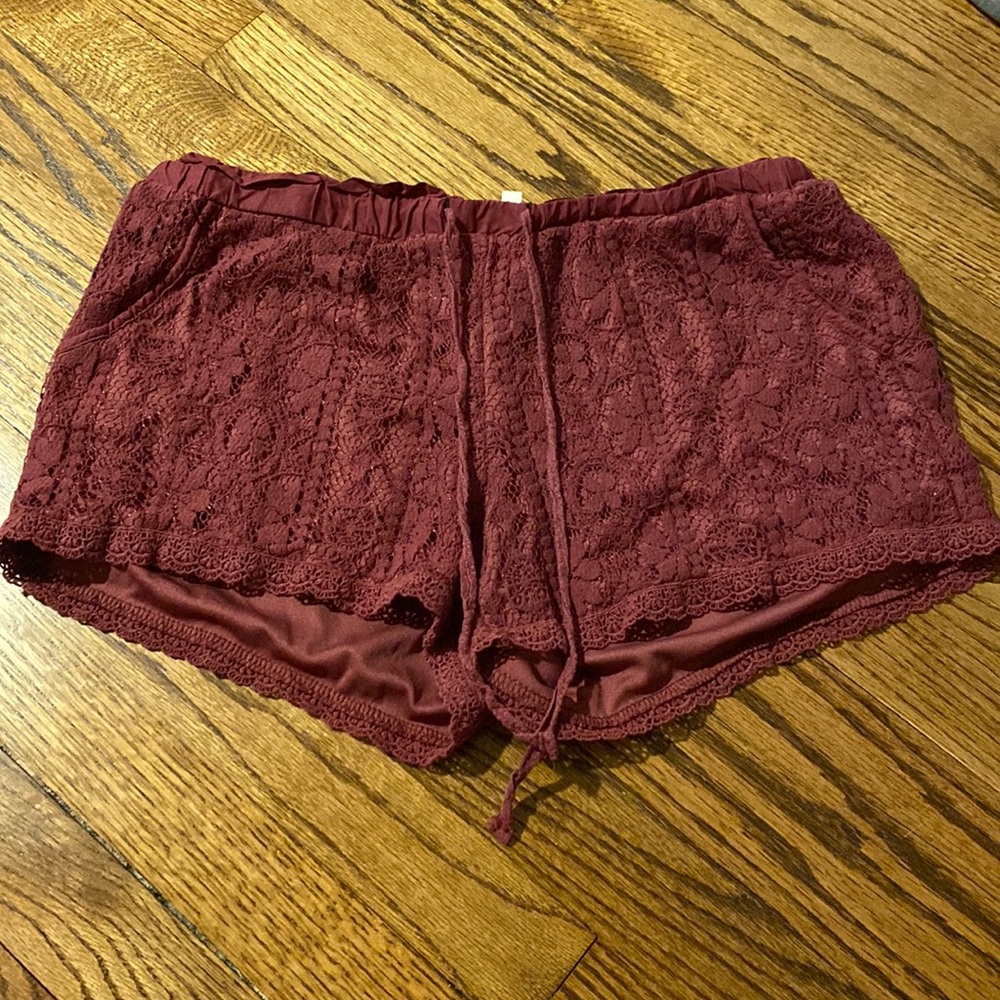 Maroon lace shorts size large